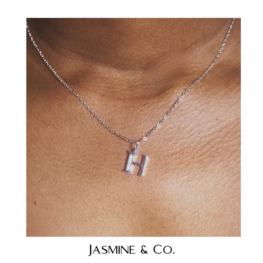 Simple Initial Pendant Necklace | Stainless Steel Silver Plated