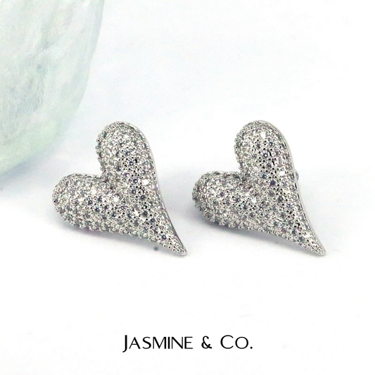 Diamond Dancing Heart Earrings